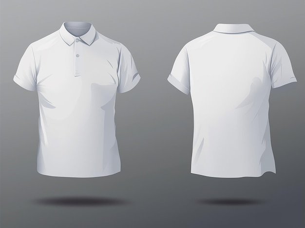 Vector perspectieven van een wit polo shirt voor- en achterzicht geïllustreerd