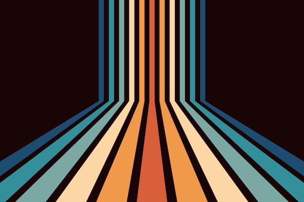 Perspective colorful retro striped lines background