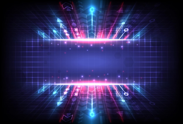 perspective glowing speed arrow abstract technology background internet motivation and connection to communicate of innovation circuit lines of data computer landing page grid and algorithm