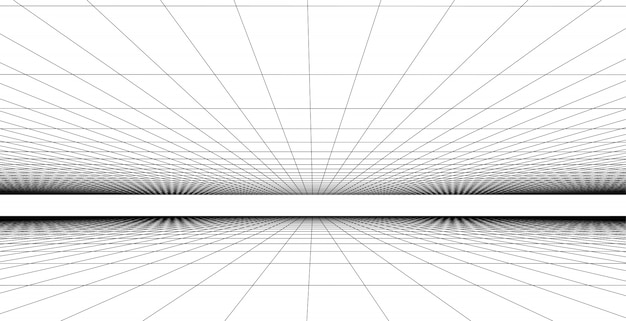 Vector perspective grid background   illustration, network connection concept