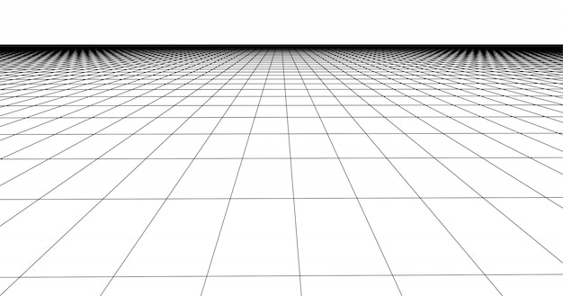 Perspective grid floor tile. detailed lines on white background.