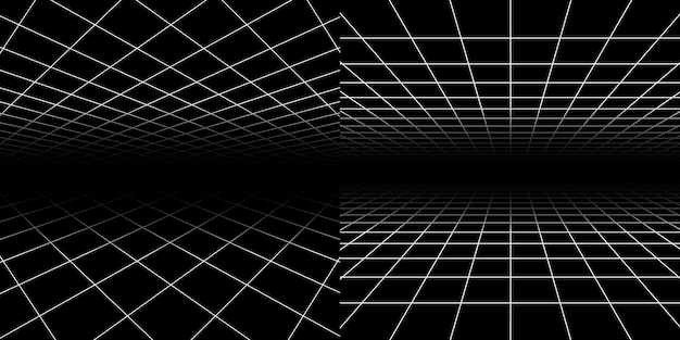Vector perspective grids. geometric lines 3d, architecture background. floor ceiling textures vector background. perspective geometric background, abstract decoration architecture to discotheque illustration