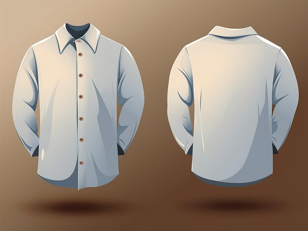 Vector perspectives of a white polo shirt front and back views illustrated