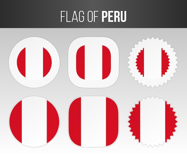 Peru flag labels badges and stickers Illustration flags of Peru isolated