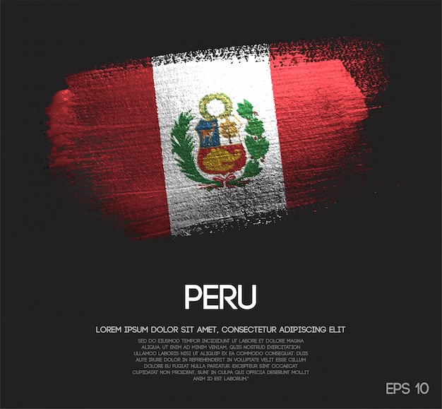 Peru flag made of glitter sparkle brush paint