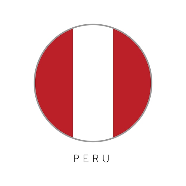 Icona di vettore del cerchio rotondo della bandiera del perù