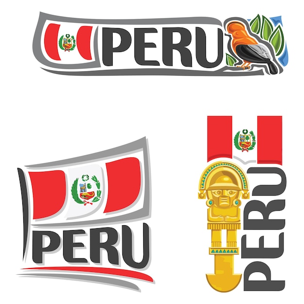 Peru Flag Travel Souvenir Sticker Skyline Landmark Logo Badge Stamp Seal Emblem EPS