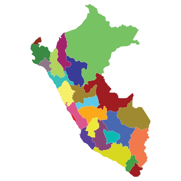 Peru kaart Kaart van Peru in administratieve provincies in veelkleurige