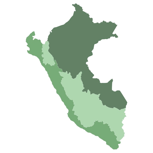 Peru kaart Kaart van Peru in drie hoofdregio's in veelkleurige