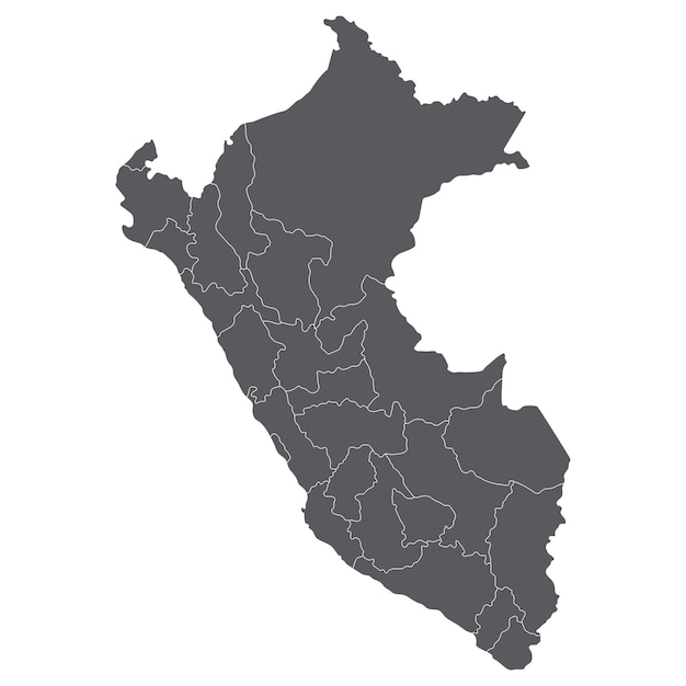 Peru map Map of Peru in administrative provinces in grey color