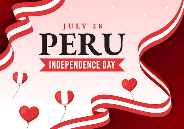 Peru Onafhankelijkheidsdag vectorillustratie met zwaaiende vlag in nationale feestdag Handgetekende sjablonen