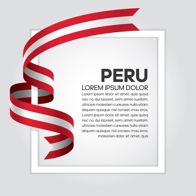Bandiera del nastro del perù, illustrazione vettoriale su sfondo bianco