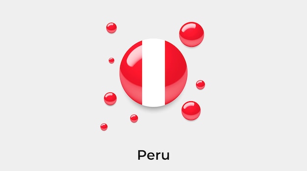 Peru vlag glanzende bubbels pictogram vectorillustratie