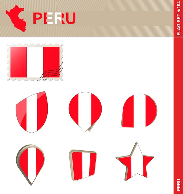 Peru Vlag Set Vlag Set 104 Vector