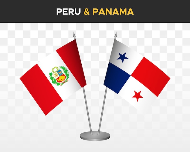 Peru vs Panama Bureau vlaggen mockup geïsoleerde 3d vector illustratie tabel vlag