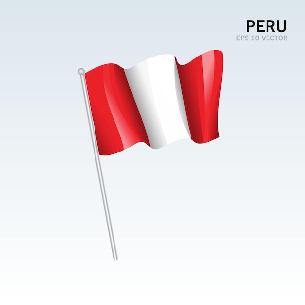 灰色で隔離のペルー手を振る旗