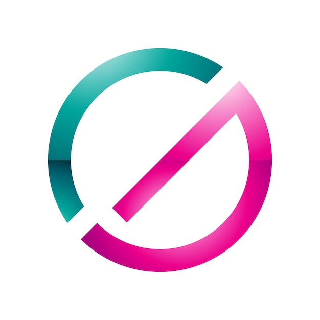Perzisch groen en magenta dunne ronde glanzende letter G Icon op een witte achtergrond