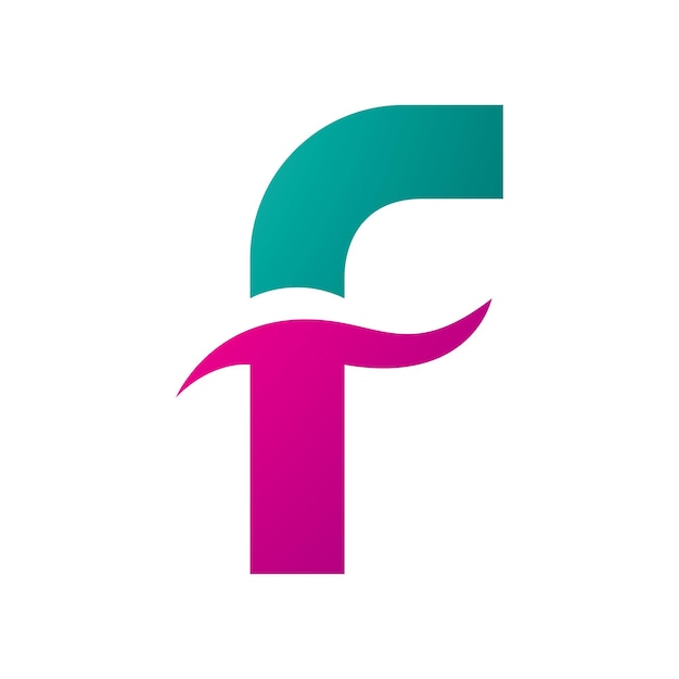 Vector perzisch groen en magenta letter f icon met spiky waves