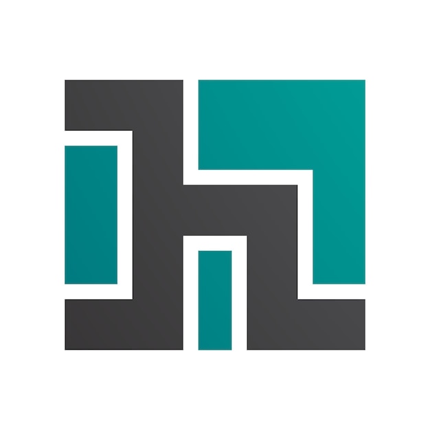 Vector perzisch groen en zwart vierkantsvormige letter h icon