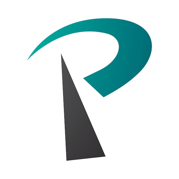 Vector perzische groene en zwarte radio toren in de vorm van de letter p icon