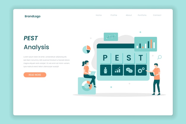 Vector pest analysis landing page concept illustration for websites landing pages