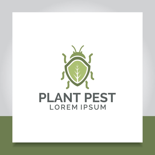 Pest control logo design insect bug shield plant for farm business