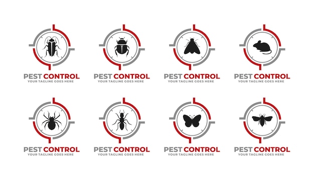 Vettore insieme di logo di controllo dei parassiti