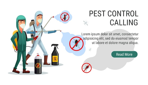 Vector pest control service banner, pest control design illustration