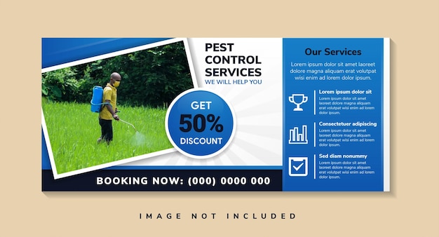 pest control services banner template design with an image and text placement, professional