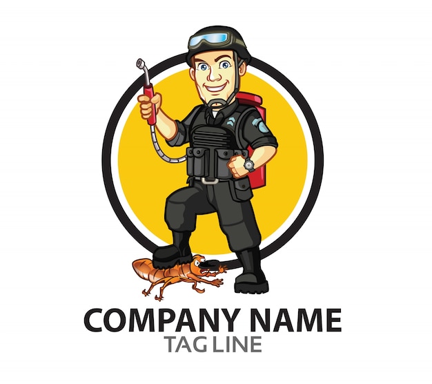 Mascotte logo pest control squad