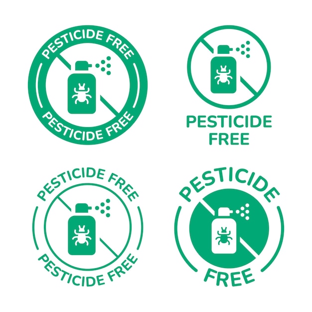 Pesticide free icon label vector set.