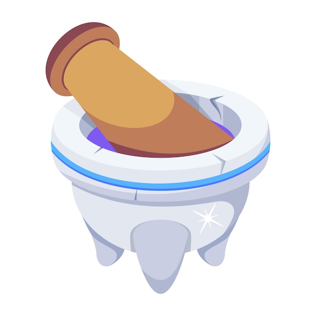 Vector pestle mortar 2d styled icon vector