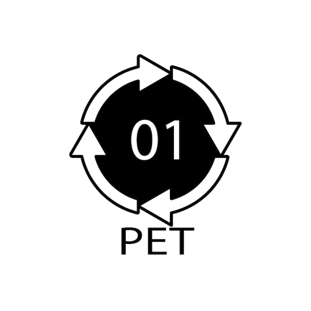 Simbolo del codice di riciclaggio pet 01 simbolo di polietilene vettoriale per il riciclaggio della plastica