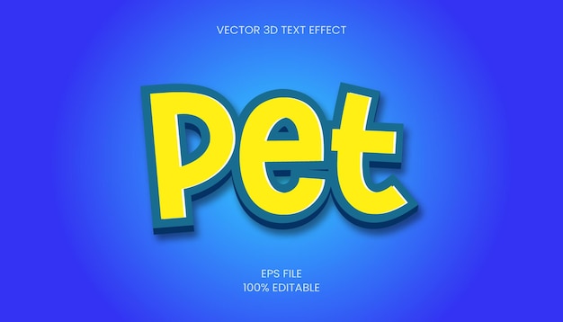 Pet 3D style text effect design Pet text style editable font effect