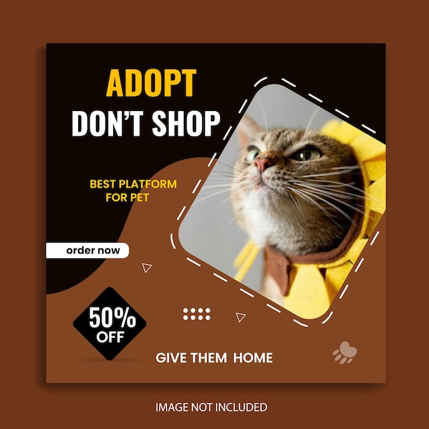 Pet adoption square flyer style