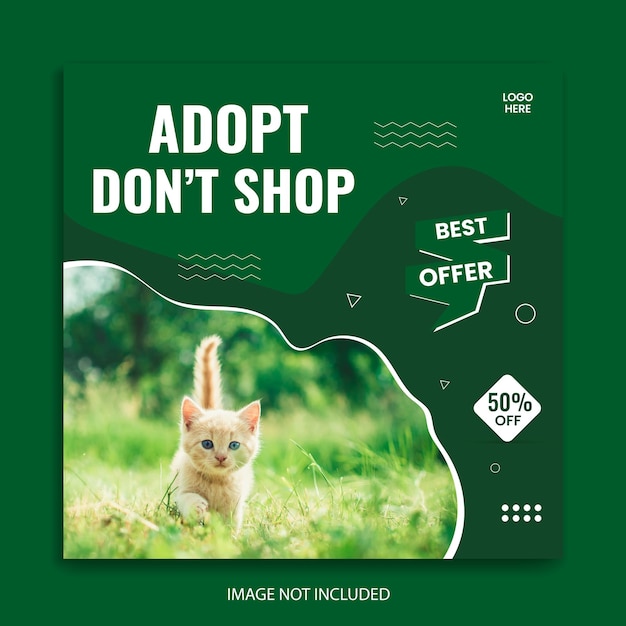 Pet adoption square flyer