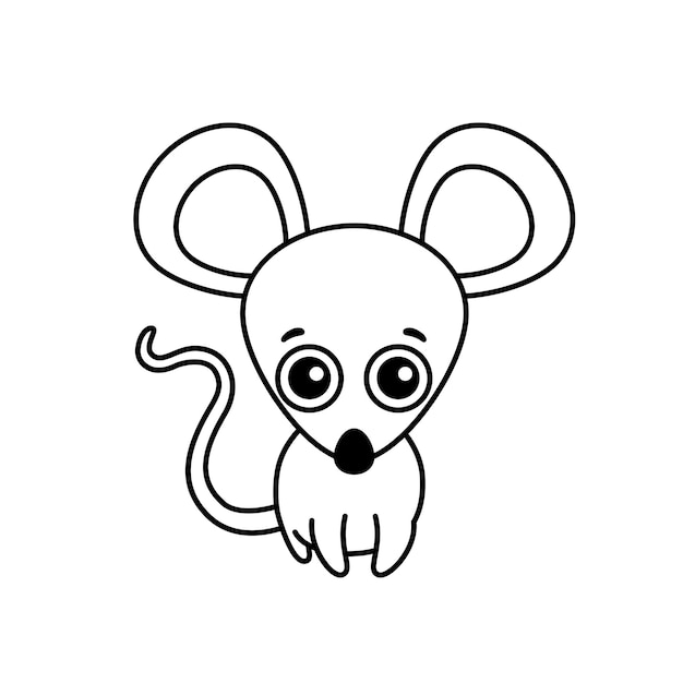 Vector pet animal for children coloring book funny vector mouse in a cartoon style