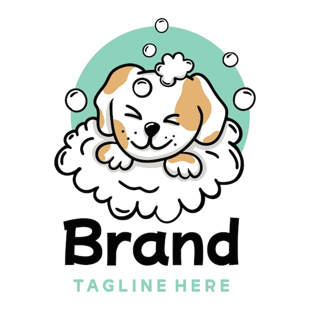 Vector pet bath dog logo design puppy grooming logo