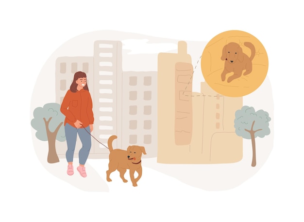 Pet in the big city isolated concept vector illustration