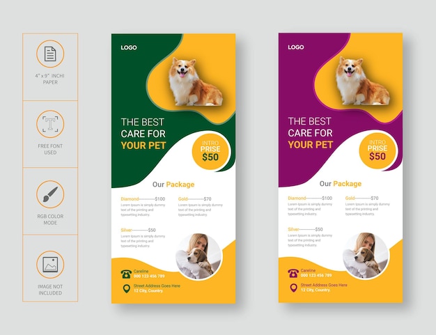 Pet care business rack card design