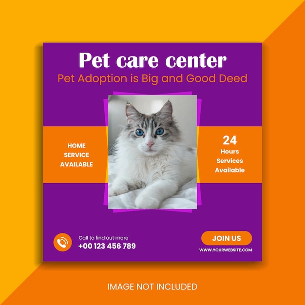 pet care center social media post sjabloonontwerp en premium vectorsjabloon