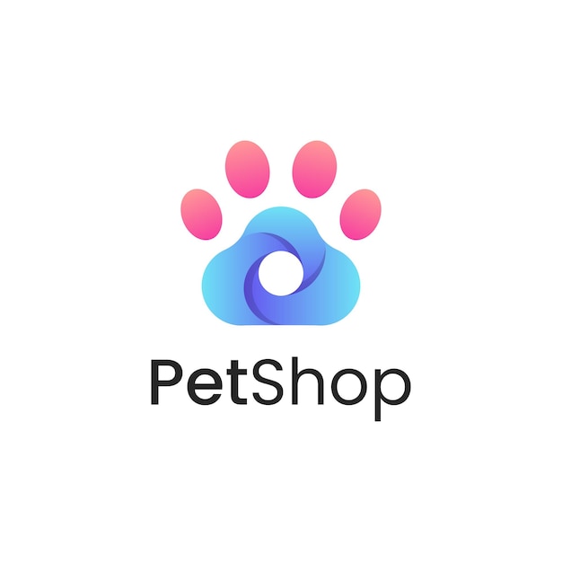 pet care colorful gradient color logo vector