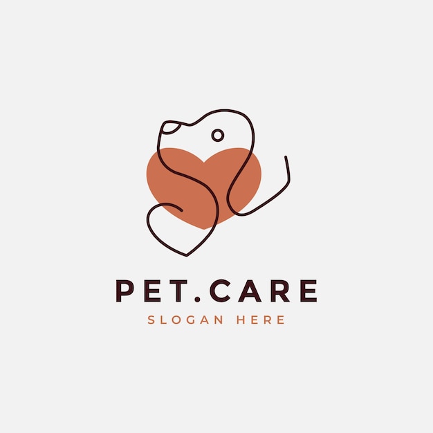 Cura dell'animale domestico cane simpatico animale amico mammifero negozio di animali ospedale logo design disegno vettoriale