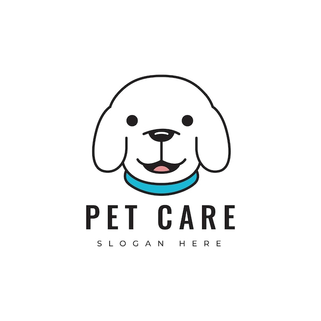 pet care dog mammal friend animal adopted puppy medical health pet shop logo design vector graphic illustration