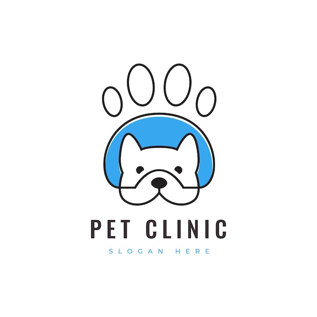 Vector pet care dog mammal friend animal adopted puppy medical health pet shop logo design vector graphic illustration