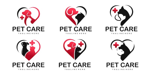 Vector pet care icon set logo design