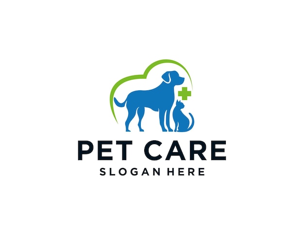 Pet care logo design logo creato utilizzando l'applicazione corel draw con uno sfondo bianco