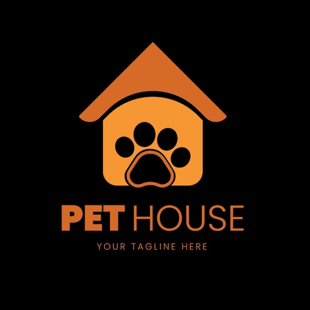 Pet care logo with nose symbols. pet house logo. dog house. pet care center vector logo template