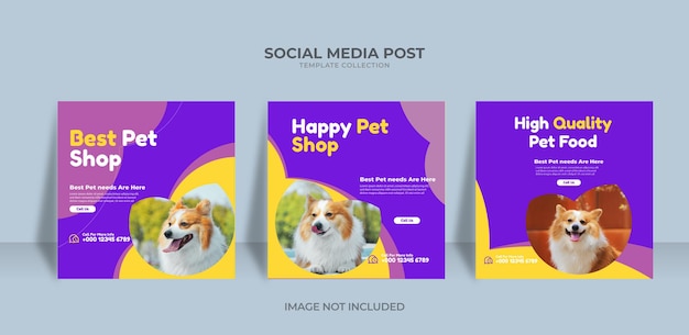 Banner per la promozione della cura degli animali per la vendita dei social media instagram post banner template premium vector