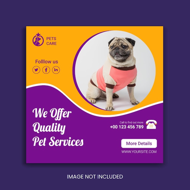 Pet care service promotie sociale media instagram post banner sjabloonontwerp premium vector